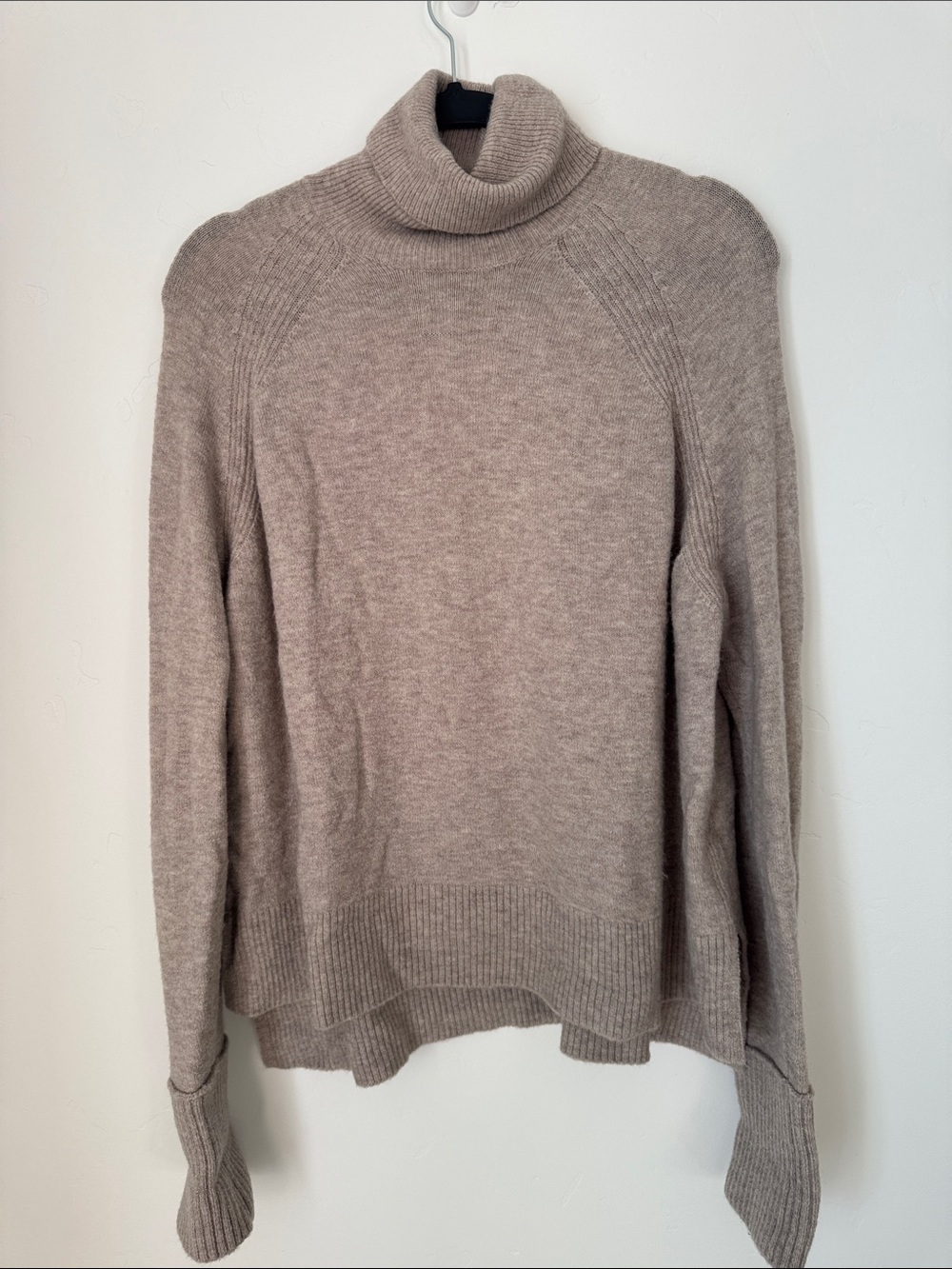 J.Crew Merino Wool Alpaca Blend Turtleneck Sweater Oatmeal Beige Tan Brown L